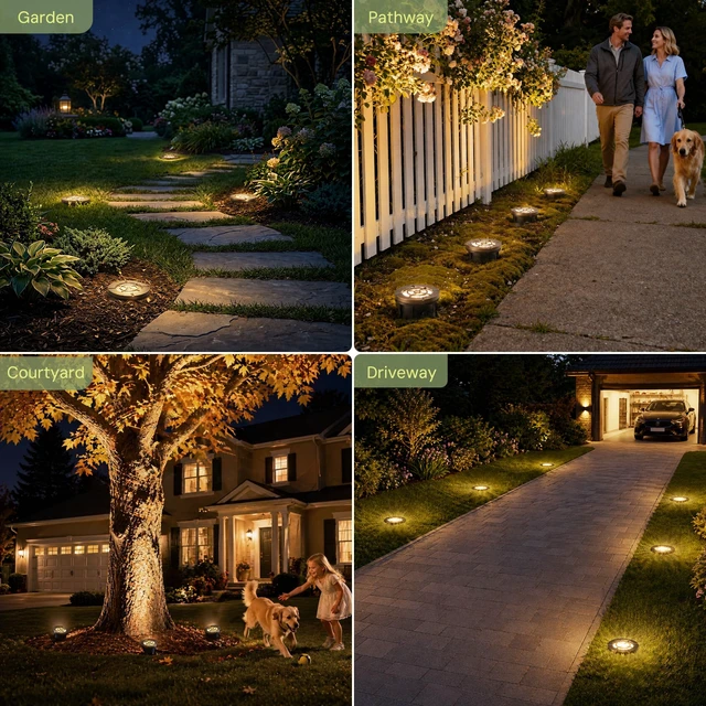 Alt view image 7 of 7 - LOHAS Brass Low Voltage Landscape Well Lights, Outdoor In Ground Lights | 5CCT In-Ground Well Lights, 12V LED Outdoor Landscape Well Light for Yard Lawn Garden Driveway Walkway, IP65, 4-Pack