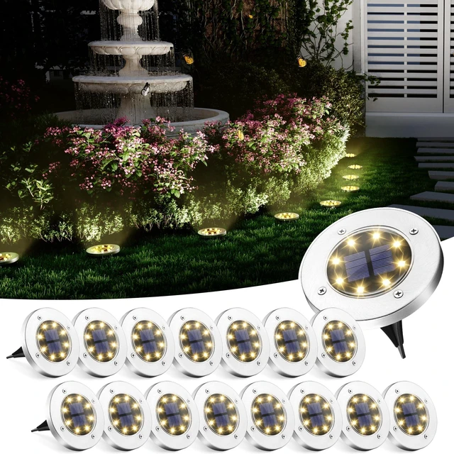 Main image of SOLPEX Solar Ground Lights Outdoor, Garden Lights 16 Pack Warm White | IP65 Waterproof Stainless Steel Landscape Lighting for Walkway, Driveway, Pathway, Patio, Backyard Decor