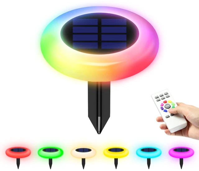 Main image of intelamp Solar Pathway Lights Outdoor Waterproof 9 Color Changing 6 Pack | Remote Control Dusk to Dawn Solar Powered LED Ground Light for Lawn, Garden, Yard, Patio, Walkway, Driveway & Landscape Decor