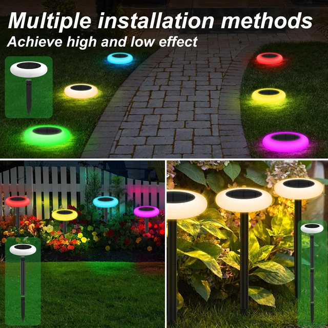 Alt view image 3 of 7 - intelamp Solar Pathway Lights Outdoor Waterproof 9 Color Changing 6 Pack | Remote Control Dusk to Dawn Solar Powered LED Ground Light for Lawn, Garden, Yard, Patio, Walkway, Driveway & Landscape Decor