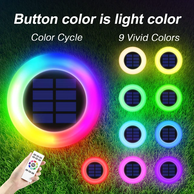 Alt view image 4 of 7 - intelamp Solar Pathway Lights Outdoor Waterproof 9 Color Changing 6 Pack | Remote Control Dusk to Dawn Solar Powered LED Ground Light for Lawn, Garden, Yard, Patio, Walkway, Driveway & Landscape Decor