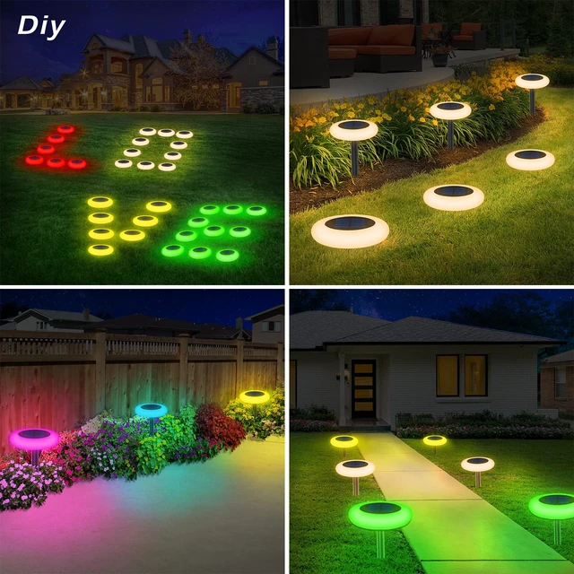 Alt view image 5 of 7 - intelamp Solar Pathway Lights Outdoor Waterproof 9 Color Changing 6 Pack | Remote Control Dusk to Dawn Solar Powered LED Ground Light for Lawn, Garden, Yard, Patio, Walkway, Driveway & Landscape Decor