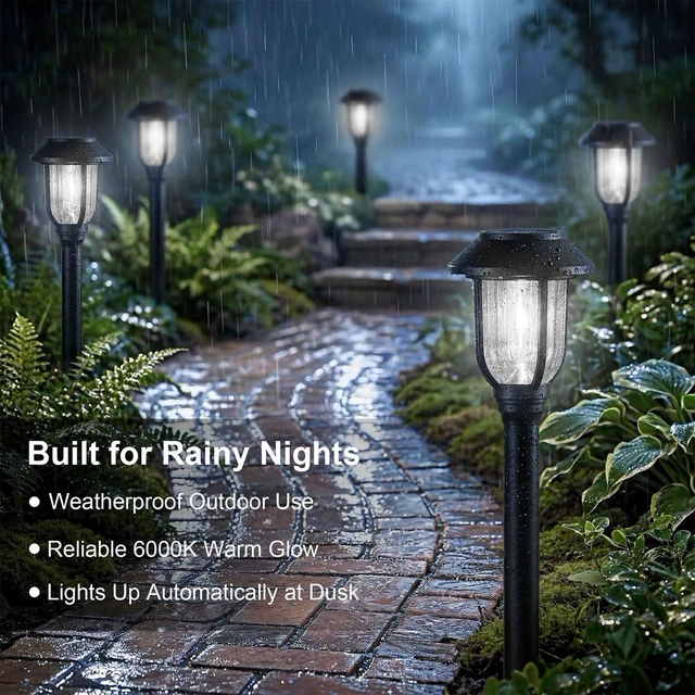 Alt view image 3 of 7 - DOESLAG Solar Lights Outdoor 8 Pack, Cool White Solar Pathway Lights, Auto On/Off,Waterproof Solar Powered LED Landscape Lighting for Path Walkway Driveway Yard Garden Patio