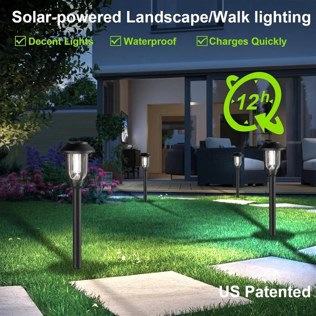 Alt view image 7 of 7 - DOESLAG Solar Lights Outdoor 8 Pack, Cool White Solar Pathway Lights, Auto On/Off,Waterproof Solar Powered LED Landscape Lighting for Path Walkway Driveway Yard Garden Patio