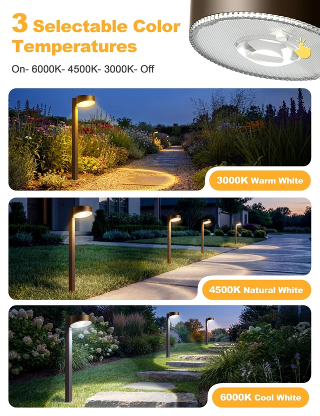 Alt view image 2 of 7 - VOLISUN Solar Pathway Lights, 8 Pack LED Solar Lights Outdoor Waterproof, Garden Lighting for Yard Path Landscape Lawn Walkway Driveway, Brown