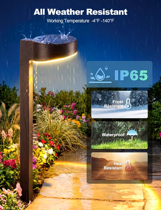 Alt view image 3 of 7 - VOLISUN Solar Pathway Lights, 8 Pack LED Solar Lights Outdoor Waterproof, Garden Lighting for Yard Path Landscape Lawn Walkway Driveway, Brown