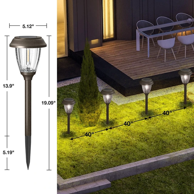 Alt view image 5 of 7 - XMCOSY+ Solar Pathway Lights Outdoor, 6 Pack 2-Mode Solar Garden Lights | IP65 Waterproof Glass & Stainless Steel, 2 Lighting Modes (10/25 LM) Warm White for Yard, Walkway, Driveway, Patio & Path