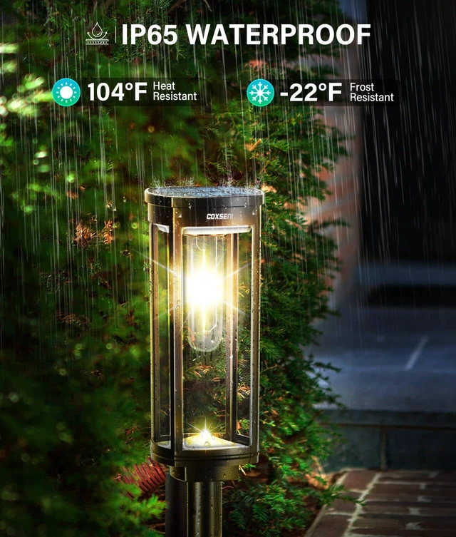 Alt view image 5 of 7 - COXSENI Solar Pathway Lights Outdoor Waterproof Warm White, 8 Pack | Bright LED, 3000K, IP65, Solar Powered Landscape Lights for Path, Driveway, Lawn, Patio, Sidewalk, Yard, Walkway