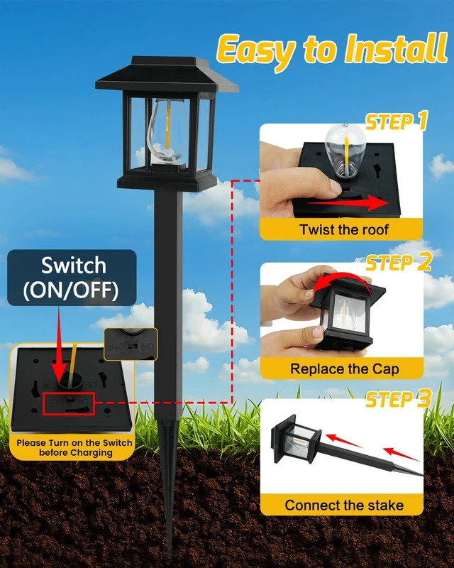 Alt view image 3 of 7 - 16-Pack Solar Lights Outdoor (Extra-Bright & Auto On/Off), Solar Powered Garden Lights, Outdoor Waterproof Solar Pathway Lights for Patio, Path, Yard, Landscape, Driveway, Walkway Decor (Warm White)