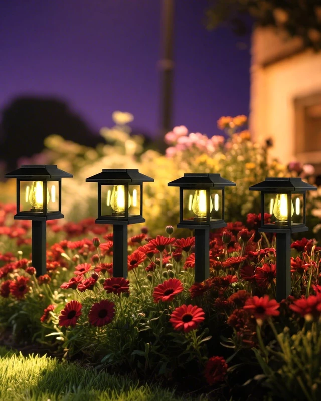 Alt view image 7 of 7 - 16-Pack Solar Lights Outdoor (Extra-Bright & Auto On/Off), Solar Powered Garden Lights, Outdoor Waterproof Solar Pathway Lights for Patio, Path, Yard, Landscape, Driveway, Walkway Decor (Warm White)