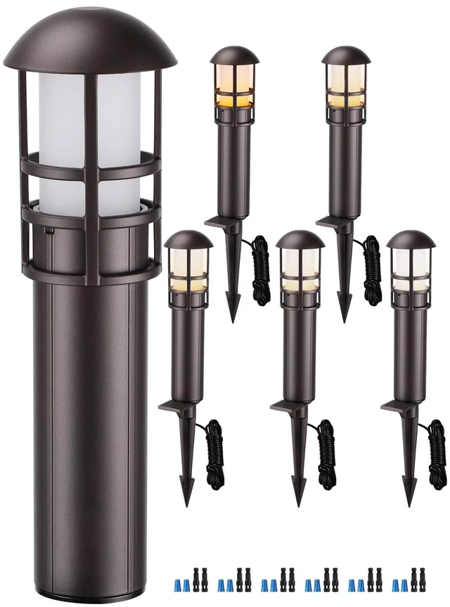 Main image of LEONLITE 6-Pack 5CCT Low Voltage Landscape Pathway Lights, 3W, CRI90 | 12-24V AC/DC, Aluminum, ETL, 1800K/2700K/3000K/4000K/5000K, Low Voltage LED Bollard Path Lights, for Walkway Yard Garden