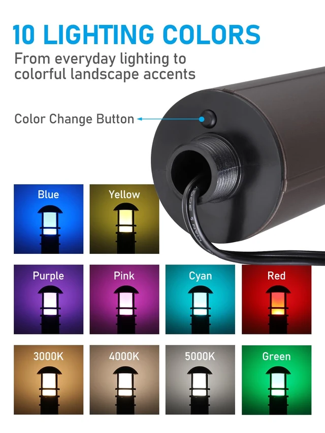 Alt view image 2 of 7 - LEONLITE 4-Pack RGBCW Low Voltage Landscape Pathway Lights, 3W, CRI90 | Color Changing, 12-24V AC/DC, Aluminum, ETL, Multi-Color, Low Voltage LED Bollard Path Lights, for Walkway Yard Garden
