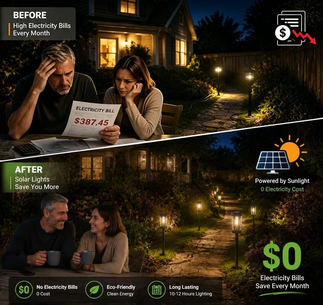 Alt view image 5 of 6 - RAVICEN Solar Pathway Lights Outdoor, 8 Pack Tungsten Filament Solar Lights, 3 Modes Auto On/Off, IP65 Waterproof, Dusk to Dawn Solar Garden Lights for Yard, Driveway, Lawn, Walkway & Landscape