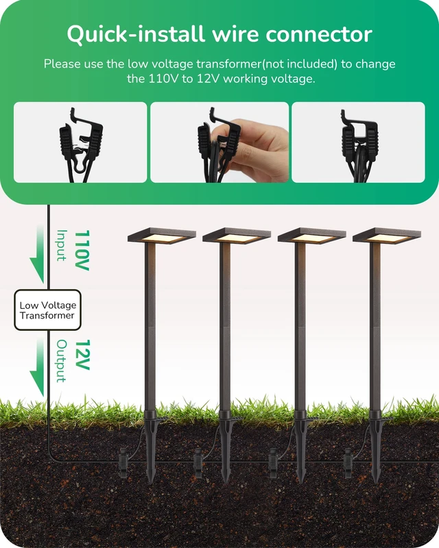 Alt view image 5 of 7 - EDISHINE Low Voltage Landscape Lighting, LED Modern Pathway Lights 4 Pack | 5.6W 151LM 3000K, 50,000 Hrs, 12V Aluminum, with Connectors, 7'' Beam Range & 15'' Extension Cable, for Yard, Garden