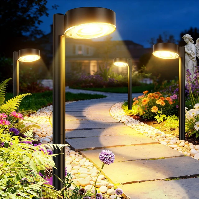 Alt view image 2 of 7 - ELECLINK 12 Pack Solar Pathway Lights Outdoor, Solar Powered Landscape Path Light with Larger LED Lens, Brighter Up to 12 Hrs Waterproof Outdoor Solar Light for Yard Garden Walkway Driveway Sidewalk