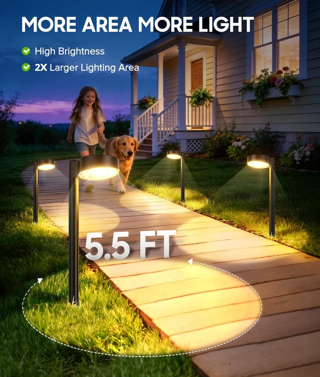 Alt view image 3 of 7 - ELECLINK 12 Pack Solar Pathway Lights Outdoor, Solar Powered Landscape Path Light with Larger LED Lens, Brighter Up to 12 Hrs Waterproof Outdoor Solar Light for Yard Garden Walkway Driveway Sidewalk