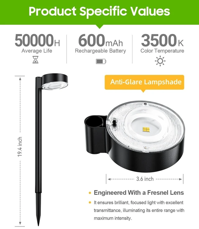 Alt view image 7 of 7 - ELECLINK 12 Pack Solar Pathway Lights Outdoor, Solar Powered Landscape Path Light with Larger LED Lens, Brighter Up to 12 Hrs Waterproof Outdoor Solar Light for Yard Garden Walkway Driveway Sidewalk