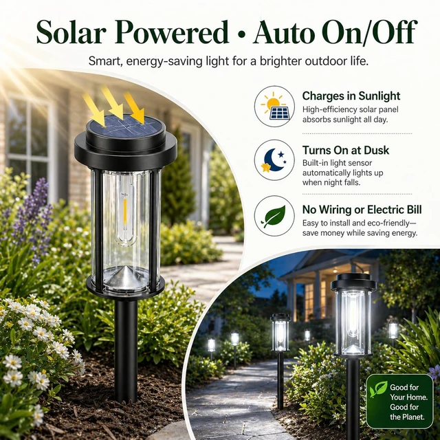 Alt view image 6 of 7 - DERAYSION 12 Pack Solar Lights Outdoor, 21" Solar Pathway Lights Outdoor | Waterproof Bright Long-Lasting Auto On/Off Solar Powered Garden Lights for Path, Yard, Walkway, Driveway Decor, Cool White