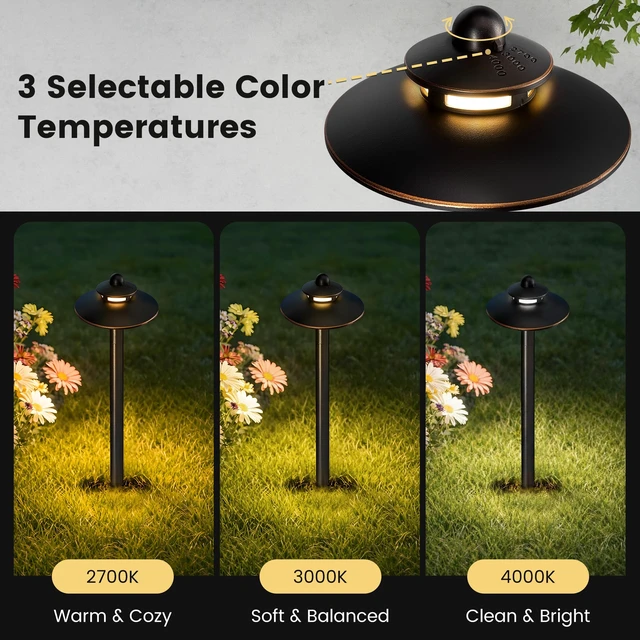 Alt view image 2 of 7 - SURAIELEC 12V Low Voltage LED Landscape Path Lights, 3 CCT Adjustable | 3.8W LED, 2-Tier Pagoda Pathway Light with Connectors, 3 Color Temperature, Aluminum ORB Walkway Lights, 4 Pack, ETL Listed