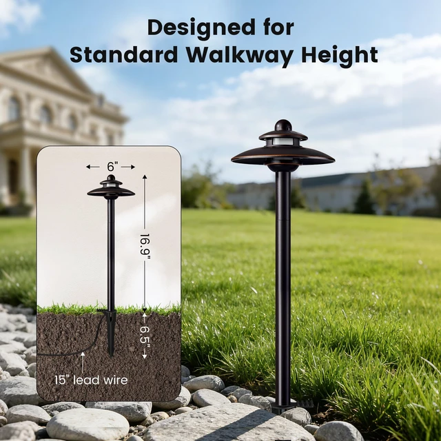 Alt view image 7 of 7 - SURAIELEC 12V Low Voltage LED Landscape Path Lights, 3 CCT Adjustable | 3.8W LED, 2-Tier Pagoda Pathway Light with Connectors, 3 Color Temperature, Aluminum ORB Walkway Lights, 4 Pack, ETL Listed