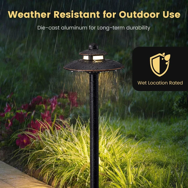 Alt view image 3 of 7 - SURAIELEC 12V Low Voltage LED Landscape Path Lights, 3 CCT Adjustable | 3.8W LED, 2-Tier Pagoda Pathway Light with Connectors, 3 Color Temperature, Aluminum ORB Walkway Lights, 4 Pack, ETL Listed
