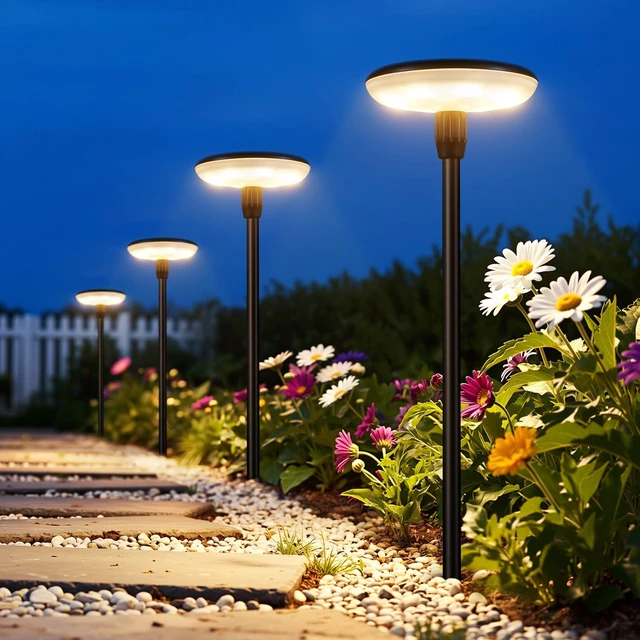 Main image of LETMY Solar Pathway Lights Outdoor, 8 Pack Bright Solar Garden Lights | 8 Bright LED, 3000K Warm White, 12-16H Runtime, IP65 Waterproof, Auto On/Off, Landscape Lighting for Yard, Path & Garden Lawn