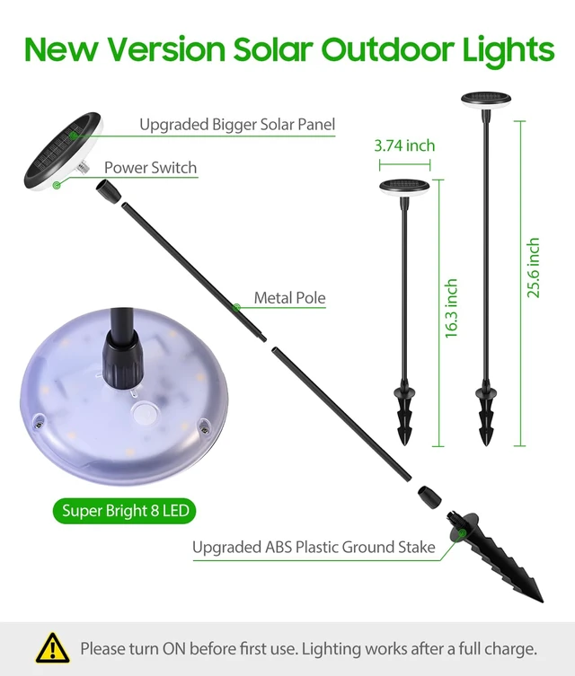 Alt view image 6 of 7 - LETMY Solar Pathway Lights Outdoor, 8 Pack Bright Solar Garden Lights | 8 Bright LED, 3000K Warm White, 12-16H Runtime, IP65 Waterproof, Auto On/Off, Landscape Lighting for Yard, Path & Garden Lawn