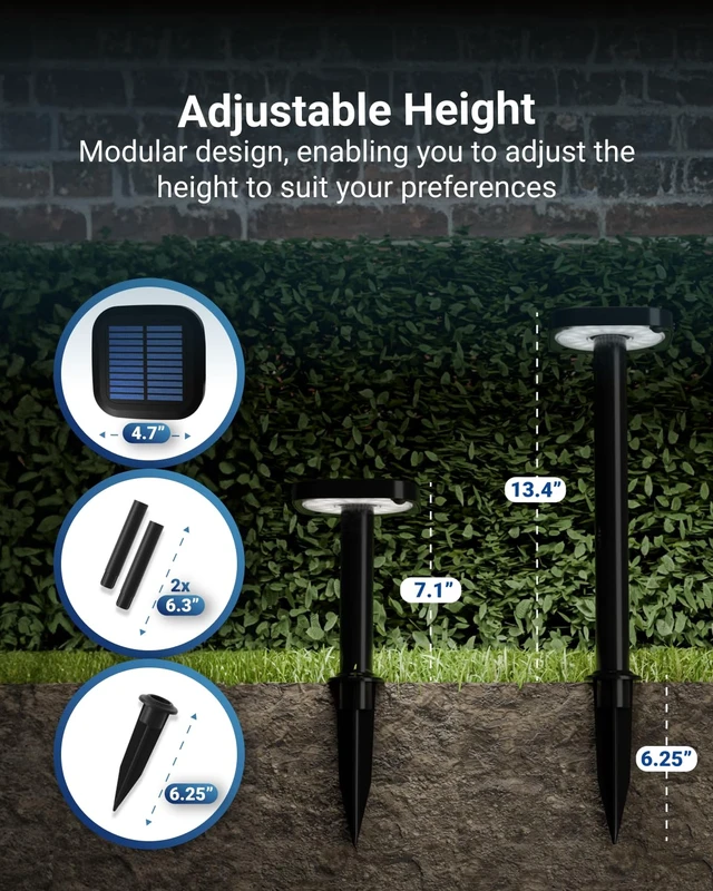 Alt view image 4 of 7 - Sunco 6 Pack Square Solar Pathway Lights Outdoor, 2CCT, 2W, Dimmable | Selectable CCT 2700K/4000K, Bright 120LM, Outdoor Patio, Backyard, Garden Landscape Lighting, Home and Accent Lights, 3.7V