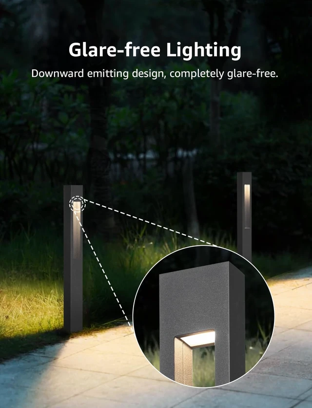 Alt view image 3 of 7 - SUNVIE 3W LED Low Voltage Landscape Pathway Lights 3000K Black, 4 Pack | IP65 Waterproof, Modern Design, Anti-Glare, 12-24V AC/DC, Aluminum, Outdoor Landscape Lighting for Walkway, with Connectors