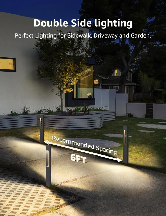 Alt view image 4 of 7 - SUNVIE 3W LED Low Voltage Landscape Pathway Lights 3000K Black, 4 Pack | IP65 Waterproof, Modern Design, Anti-Glare, 12-24V AC/DC, Aluminum, Outdoor Landscape Lighting for Walkway, with Connectors