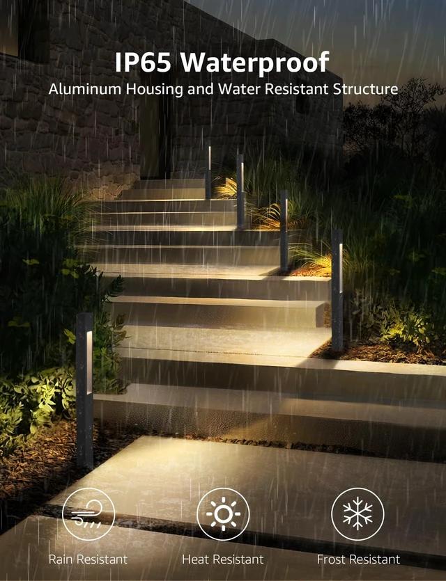 Alt view image 5 of 7 - SUNVIE 3W LED Low Voltage Landscape Pathway Lights 3000K Black, 4 Pack | IP65 Waterproof, Modern Design, Anti-Glare, 12-24V AC/DC, Aluminum, Outdoor Landscape Lighting for Walkway, with Connectors