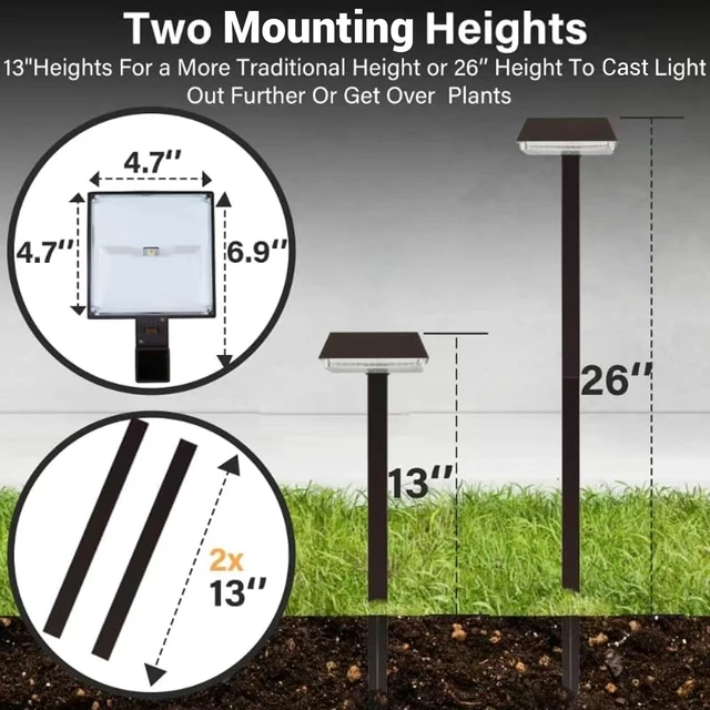 Alt view image 2 of 7 - 4Pack Solar Pathway Lights Outdoor 300LM 2-in-1 Warm White & Daylight Modes | 2 Color Modes, Solar LED Lights Outdoor Waterproof for Path, Sidewalk, Driveway or Walk Way Light