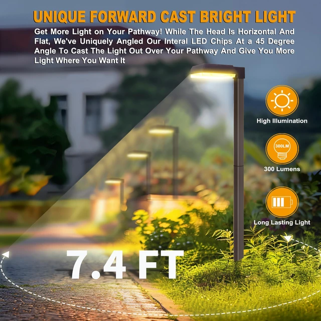 Alt view image 4 of 7 - 4Pack Solar Pathway Lights Outdoor 300LM 2-in-1 Warm White & Daylight Modes | 2 Color Modes, Solar LED Lights Outdoor Waterproof for Path, Sidewalk, Driveway or Walk Way Light
