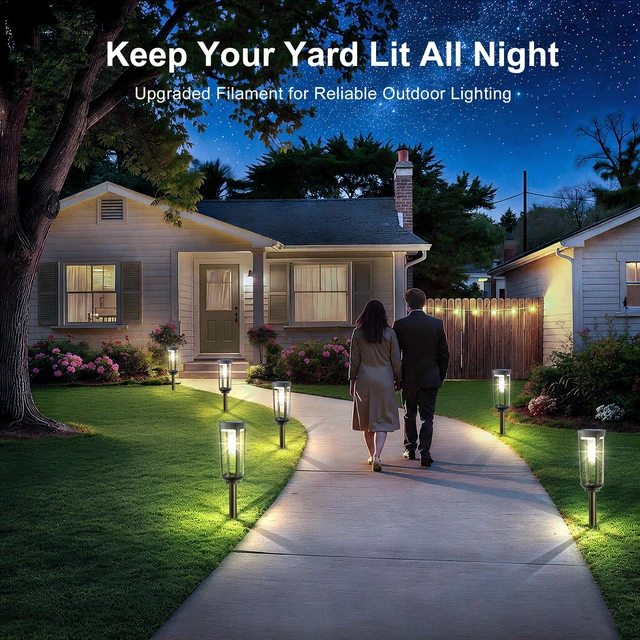 Alt view image 2 of 7 - JEJOT Solar Pathway Lights Outdoor Waterproof, 8 Pack Solar Walkway Lights | Solar Light outdoor for Lawn Yard Garden Patio Driveway Decor Landscape, Cool White