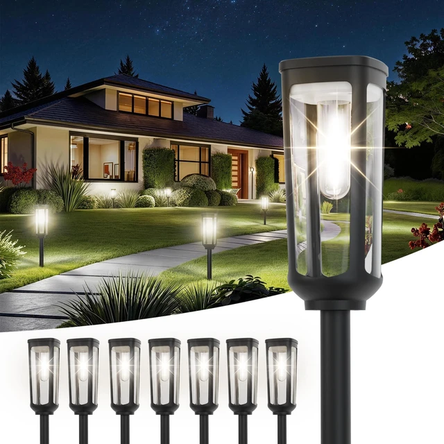 Main image of JEJOT Solar Pathway Lights Outdoor Waterproof, 8 Pack Solar Walkway Lights | Solar Light outdoor for Lawn Yard Garden Patio Driveway Decor Landscape, Cool White
