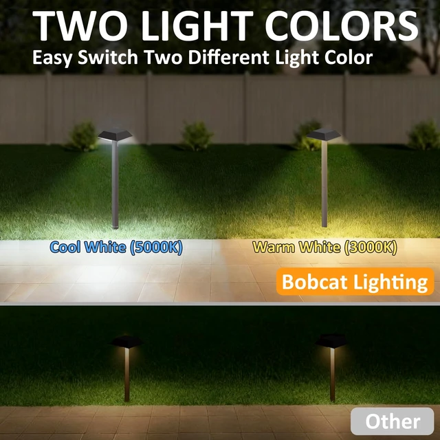 Alt view image 5 of 7 - 300 LM Solar Landscape Lights Outdoor, Pathway Light 2 Color Modes, 4 Pack | Warm White & Daylight Color Modes, Waterproof Landscape LED Lighting for Walkway, Garden, Driveway