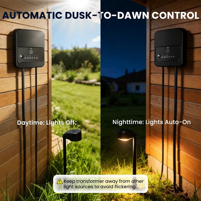 Alt view image 3 of 7 - 5CCT Low Voltage Pathway Lights, 4-Pack 6W LED Landscape Path Lights | Landscape Lights with Transformer and 33FT Wire,2200K-6500K, Adjustable Brightness,IP66 Waterproof for Yard Walkway Outdoor