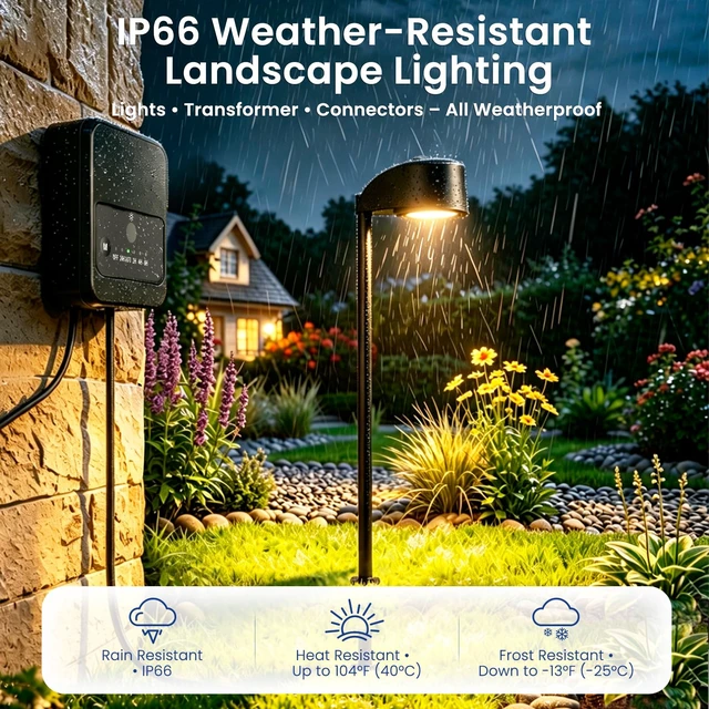 Alt view image 6 of 7 - 5CCT Low Voltage Pathway Lights, 4-Pack 6W LED Landscape Path Lights | Landscape Lights with Transformer and 33FT Wire,2200K-6500K, Adjustable Brightness,IP66 Waterproof for Yard Walkway Outdoor