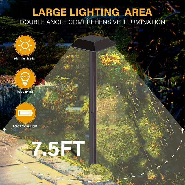 Alt view image 3 of 7 - 300 LM Solar Landscape Lights Outdoor, Pathway Light 2 Color Modes, 6 Pack | Warm White & Daylight Color Modes, Waterproof Landscape LED Lighting for Walkway, Garden, Driveway