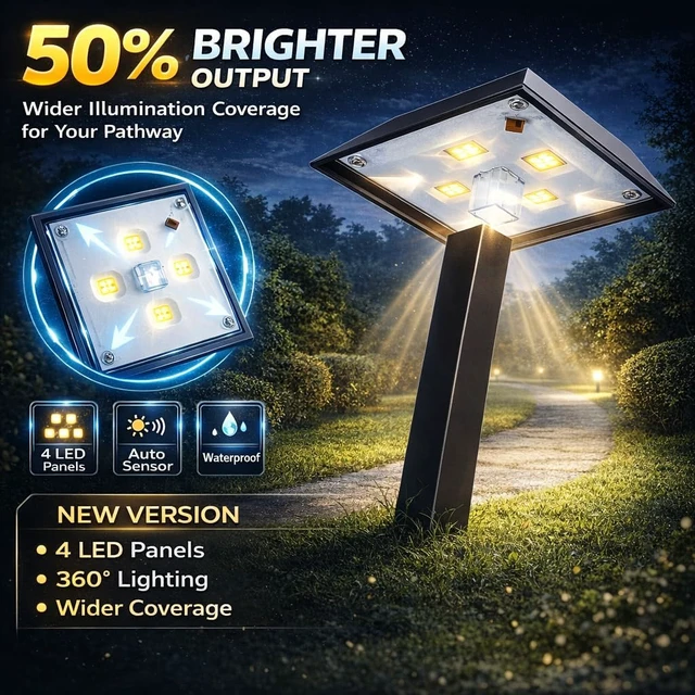 Alt view image 2 of 7 - 300 LM Solar Landscape Lights Outdoor, Pathway Light 2 Color Modes, 6 Pack | Warm White & Daylight Color Modes, Waterproof Landscape LED Lighting for Walkway, Garden, Driveway