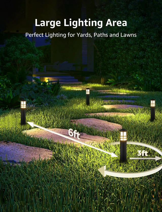 Alt view image 3 of 7 - SUNVIE 4-Pack Low Voltage Pathway Lights 3W 3000K 12-24V LED Landscape Bollard Path Lights with Connectors CRI 90+ Aluminum Outdoor Landscape Lighting for Walkway Yard Garden, ETL Listed Cord