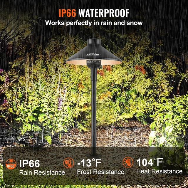 Alt view image 3 of 7 - VEVOR 8 Pack Low Voltage Landscape Path Lights, 3W 210LM 12V-24VAC/DC Outdoor LED Pathway Lighting, 3000K Warm White Walkway Lights with Quick Connectors, IP66 Waterproof for Yard Garden Sidewalk