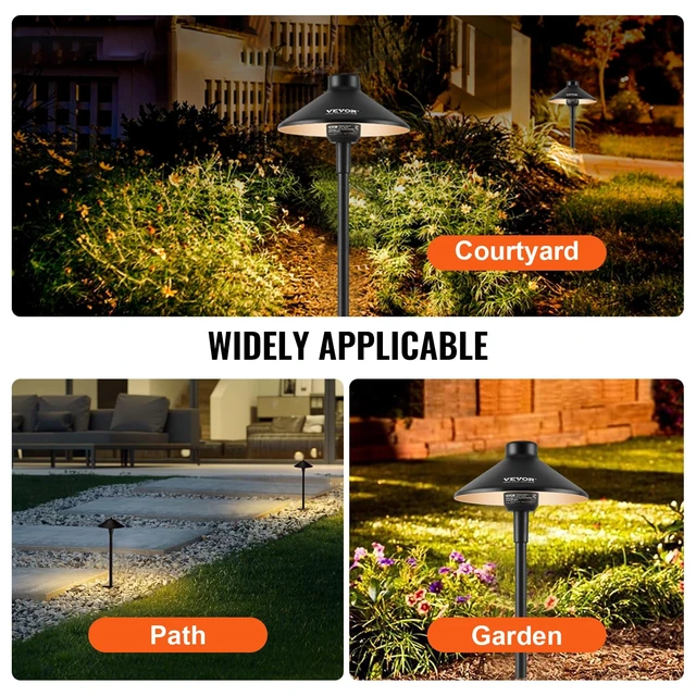 Alt view image 6 of 7 - VEVOR 8 Pack Low Voltage Landscape Path Lights, 3W 210LM 12V-24VAC/DC Outdoor LED Pathway Lighting, 3000K Warm White Walkway Lights with Quick Connectors, IP66 Waterproof for Yard Garden Sidewalk