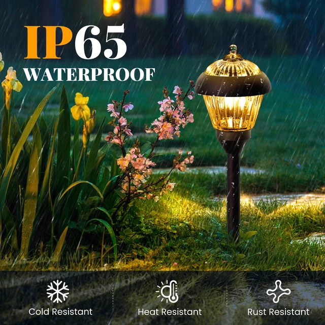 Alt view image 5 of 7 - SOLPEX Solar Pathway Lights, Glass & Metal Bronze Design 2 Brightness Modes | Solar Lights Waterproof Garden Lights Solar Powered Outdoor Decor for Yard, Walkway, Driveway, Patio (4 Pack, Warm White)