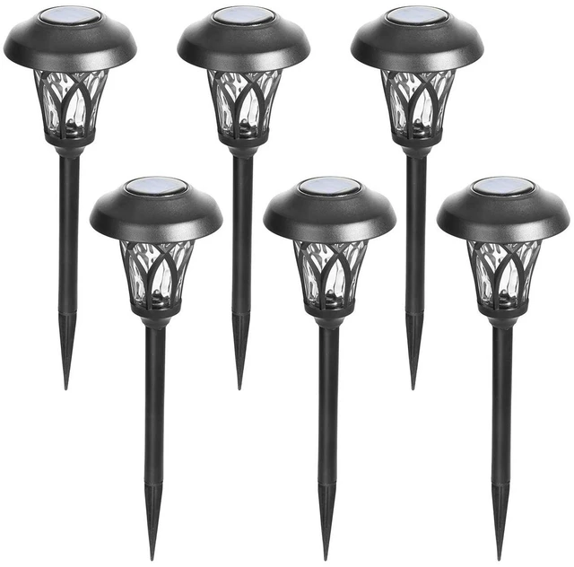 Main image of GIGALUMI Solar Pathway Lights Outdoor, Metal Glass & ABS Landscape Lights | 6 Pack Warm White Solar Powered Garden Lights Waterproof IP65, Outdoor Decor for Yard Patio Walkway Driveway (Black)