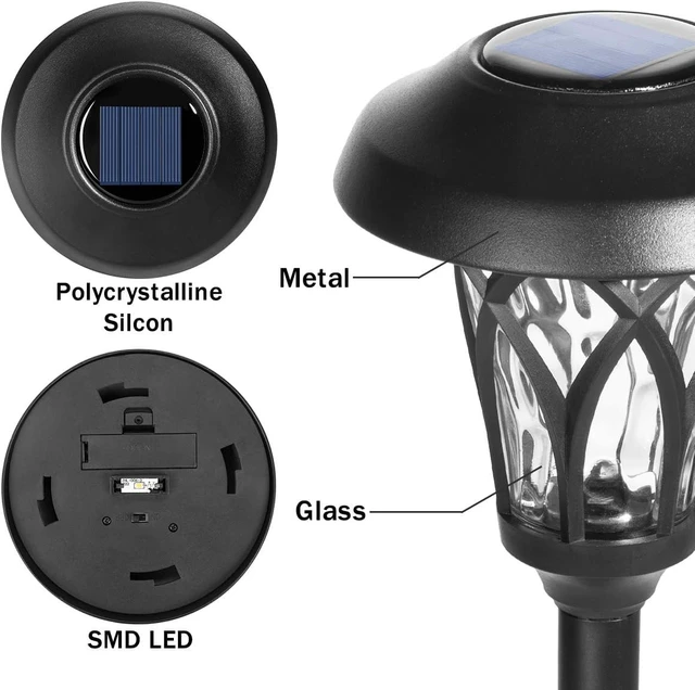 Alt view image 6 of 7 - GIGALUMI Solar Pathway Lights Outdoor, Metal Glass & ABS Landscape Lights | 6 Pack Warm White Solar Powered Garden Lights Waterproof IP65, Outdoor Decor for Yard Patio Walkway Driveway (Black)