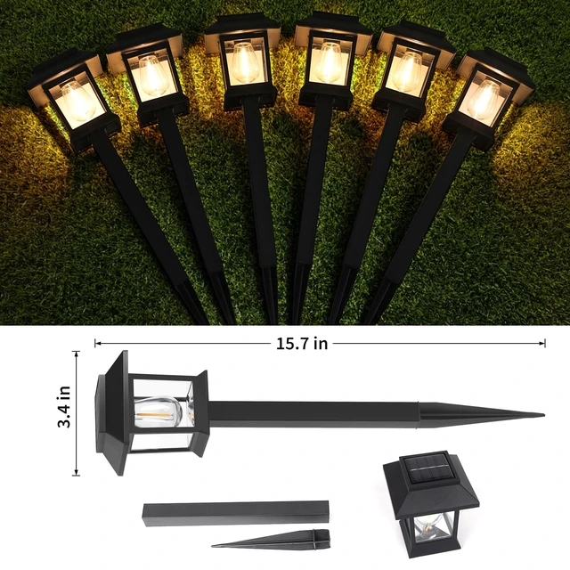 Alt view image 6 of 7 - Greluna Solar Lights Outdoor, 6 Pack Waterproof Auto On/Off Solar Pathway Lights for Garden, Landscape, Path, Yard, Patio, Driveway, Walkway Decor