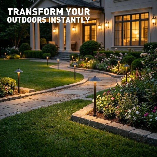 Alt view image 5 of 7 - GOLDEN STAR 12V Mushroom Path Lights Low Voltage 25LM 10W G4 Bulb 6 Pack | Pro-Style 2700K Warm White Halogen Pathway Lights With Brown Aluminum Hat Stakes Connectors For Walkways Gardens Yards Path