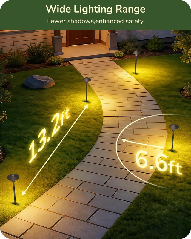Alt view image 3 of 7 - EDISHINE Low Voltage Landscape Lighting, Wired LED Pathway Lights 4 Pack | 16.5" Tall, 12V AC/DC, 3W 150LM 3000K, 50,000H, Waterproof Aluminum for Walkway, Driveway, Garden, Path, Yard