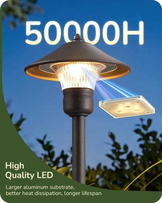Alt view image 4 of 7 - EDISHINE Low Voltage Landscape Lighting, Wired LED Pathway Lights 4 Pack | 16.5" Tall, 12V AC/DC, 3W 150LM 3000K, 50,000H, Waterproof Aluminum for Walkway, Driveway, Garden, Path, Yard